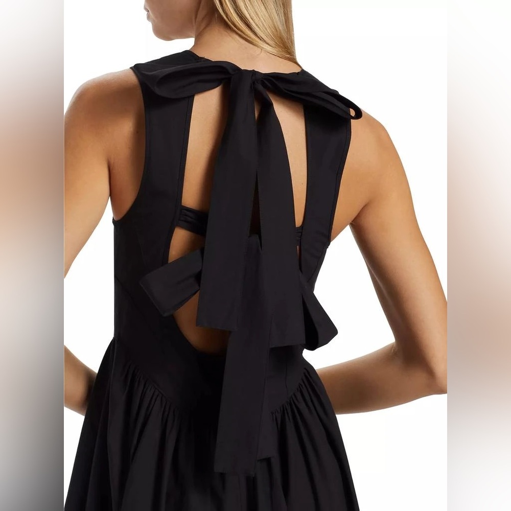 Cinq à Sept Benita Tie-Back Fit & Flare Black midi Dress - Picture 5 of 7